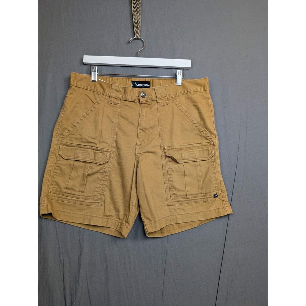 Denali Mens Cargo Shorts Size 34 Khaki Brown Cotton Blend Elastic Waist‎ Outdoor